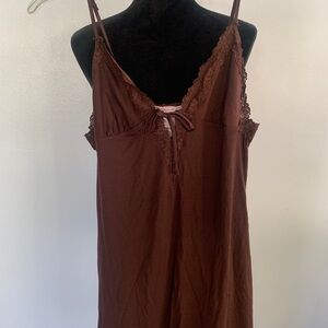 Victoria Secret Women’s Chocolate Brown Lace-Trim Slip Dress